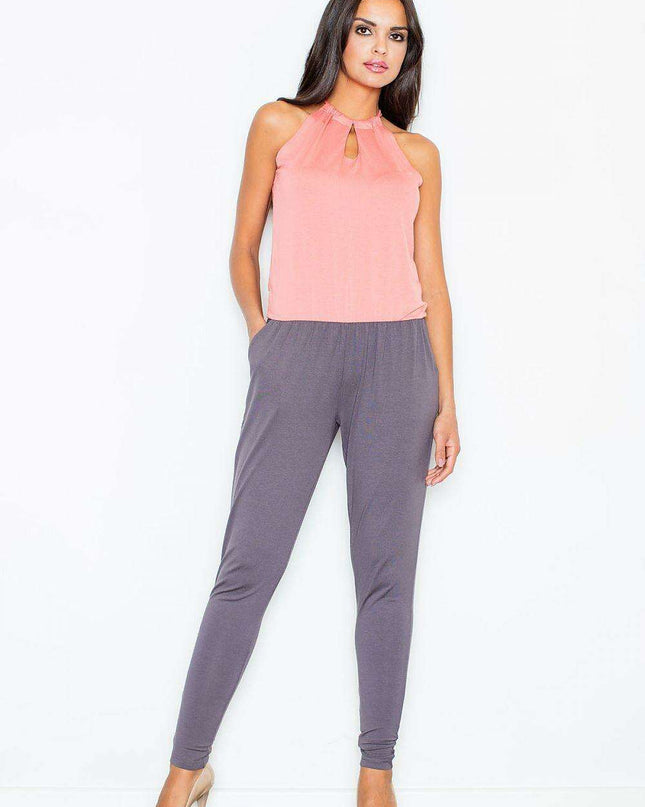 Chic Two-Tone Suit with Comfortable Stretch Waistband - 49931