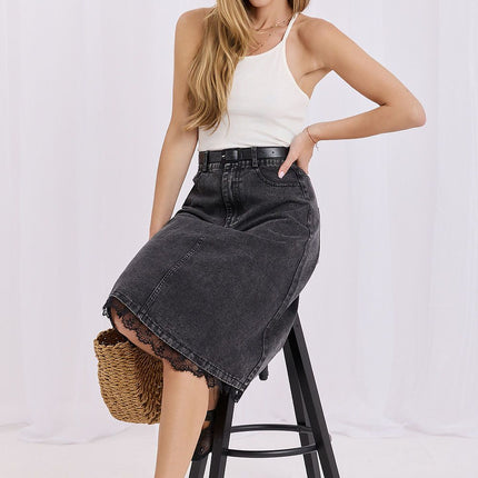Factory Price Women's Classic Denim Skirt with Pockets & Stretch Fit