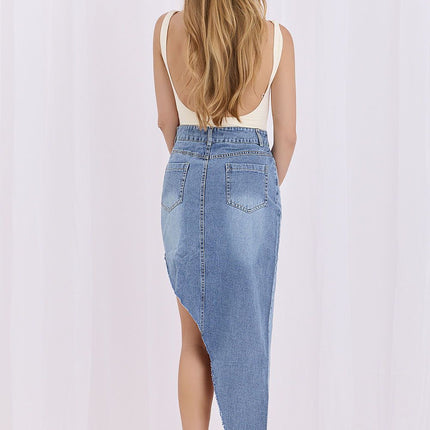 Factory Price Women's Classic Denim Skirt with Pockets & Stretch Fit
