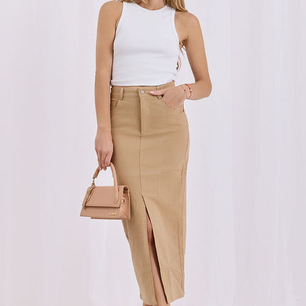 Factory Price Women's Classic Denim Skirt with Pockets and Stretch Fit