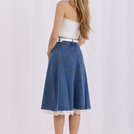 Factory Price Women's Classic Denim Skirt with Pockets & Stretch Fit