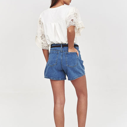 Makadamia Women's Denim Shorts with Stretch Fabric and Classic Fit