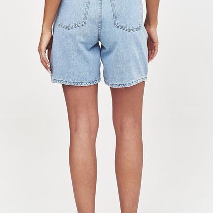 Makadamia Women's Denim Shorts with High Waist and Frayed Hem