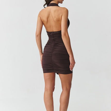 Makadamia Elegant Short Dress with Cap Sleeves and Belted Waist