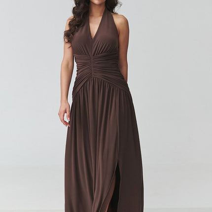 Makadamia Elegant Long Dress with Sleeveless Design and Pockets