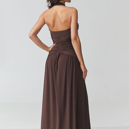 Makadamia Elegant Long Dress with Sleeveless Design and Pockets