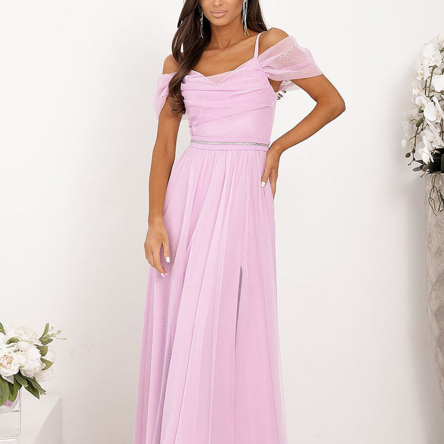 With You Elegant Long Dress with Pockets and Adjustable Straps