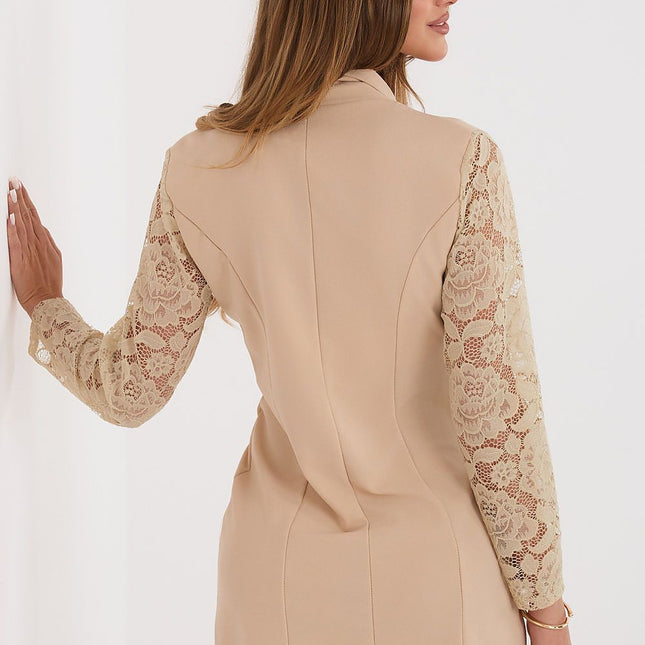Italy Moda Elegant Cocktail Dress with Lace Detail and Sleeveless Desi