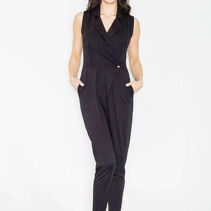 Chic Elegance: Tailored Viscose Jumpsuit with Practical Side Pockets