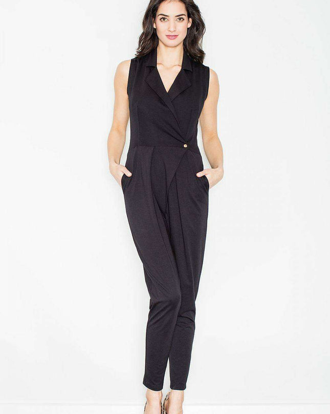 Chic Elegance: Tailored Viscose Jumpsuit with Practical Side Pockets