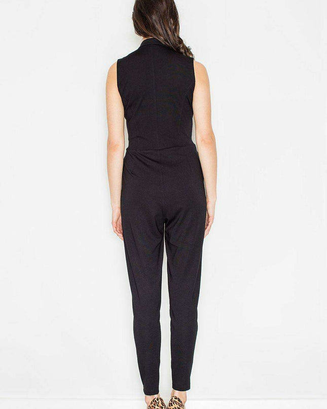 Chic Elegance: Tailored Viscose Jumpsuit with Practical Side Pockets