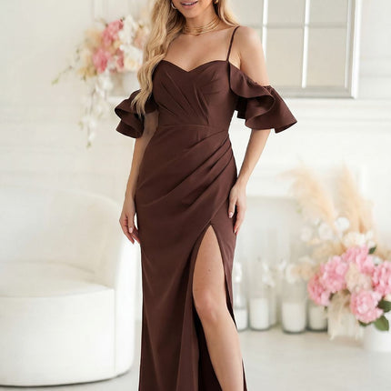Bicotone Elegant Long Dress with Pockets and Adjustable Straps