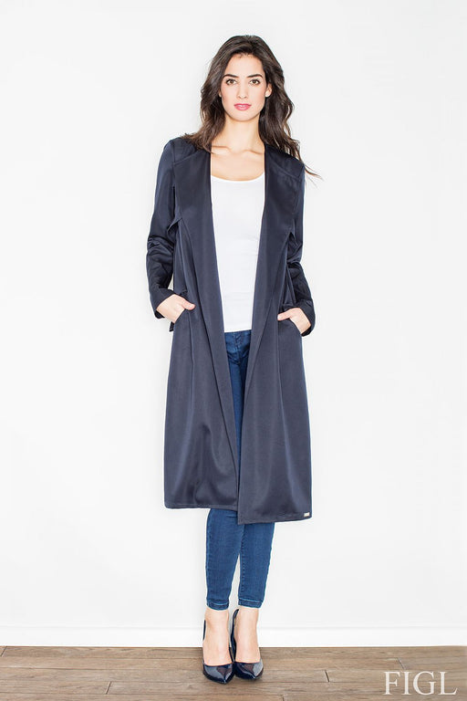 Elegant Knitwear Coat with Waist Tie and Side Pockets
