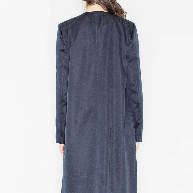 Chic Long Knit Coat with Adjustable Waist Tie and Functional Pockets - Stylish Elegant Outerwear