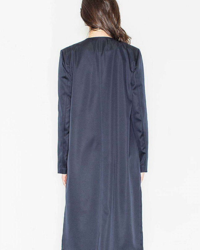 Chic Long Knit Coat with Adjustable Waist Tie and Functional Pockets - Stylish Elegant Outerwear