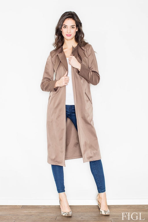 Sophisticated Knit Coat with Waist Tie - Figl 50058