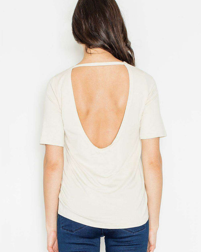 Chic Asymmetrical Back Neckline Blouse with Elegant Detailing