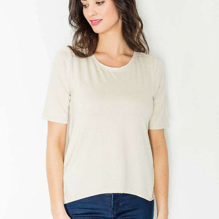 Chic Asymmetrical Back Neckline Blouse with Elegant Detailing