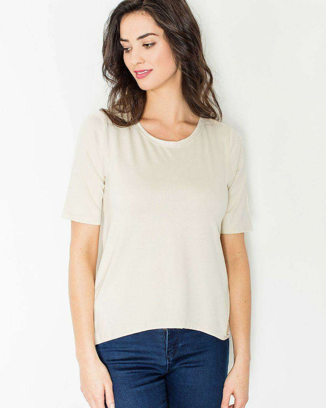 Chic Asymmetrical Back Neckline Blouse with Elegant Detailing