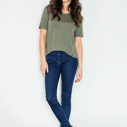 Stylish Asymmetrical Blouse with Eye-Catching Back Detail