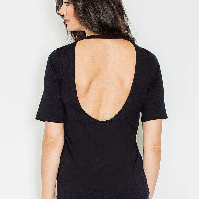 Chic Asymmetrical Blouse with Unique Draped Back Design