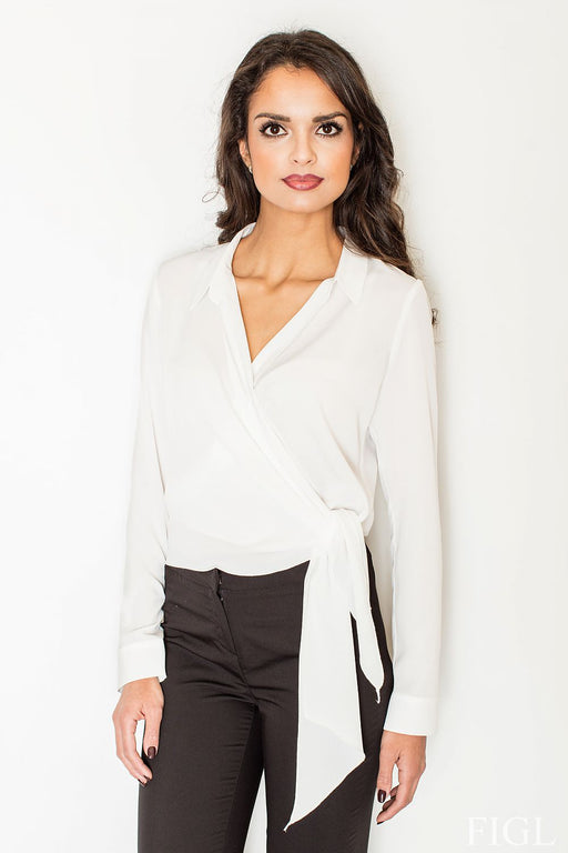 Elegant Crepe Blouse with Waist Tie Detail - Figl Collection