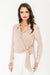 Sophisticated Crepe Blouse with Waist-Tie Accent & Flexible Spandex Blend