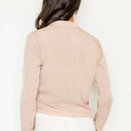 Elegant Crepe Blouse with Stylish Waist-Tie Detail & Comfortable Spandex Blend