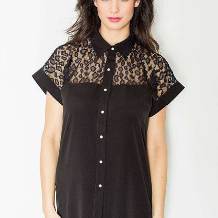 Chic Mesh-Designed Blouse by Figl