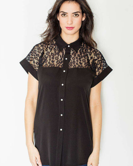 Chic Mesh-Designed Blouse by Figl