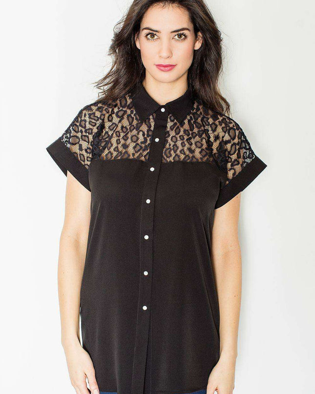 Chic Mesh-Designed Blouse by Figl