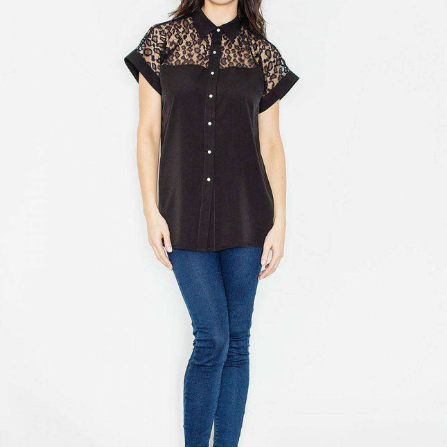 Chic Mesh-Designed Blouse by Figl