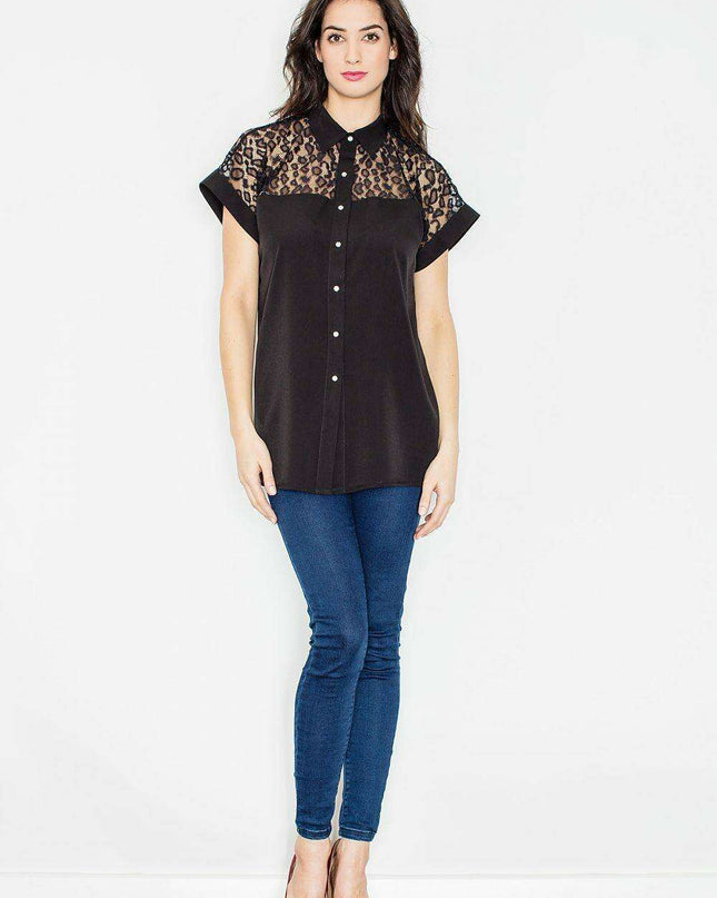 Chic Mesh-Designed Blouse by Figl