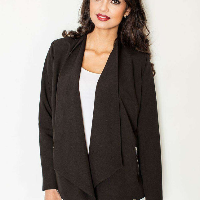 Stylish Zip-Up Jacket with Trendy Zip Pockets and Sizing Information