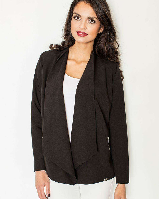 Stylish Zip-Up Jacket with Trendy Zip Pockets and Sizing Information