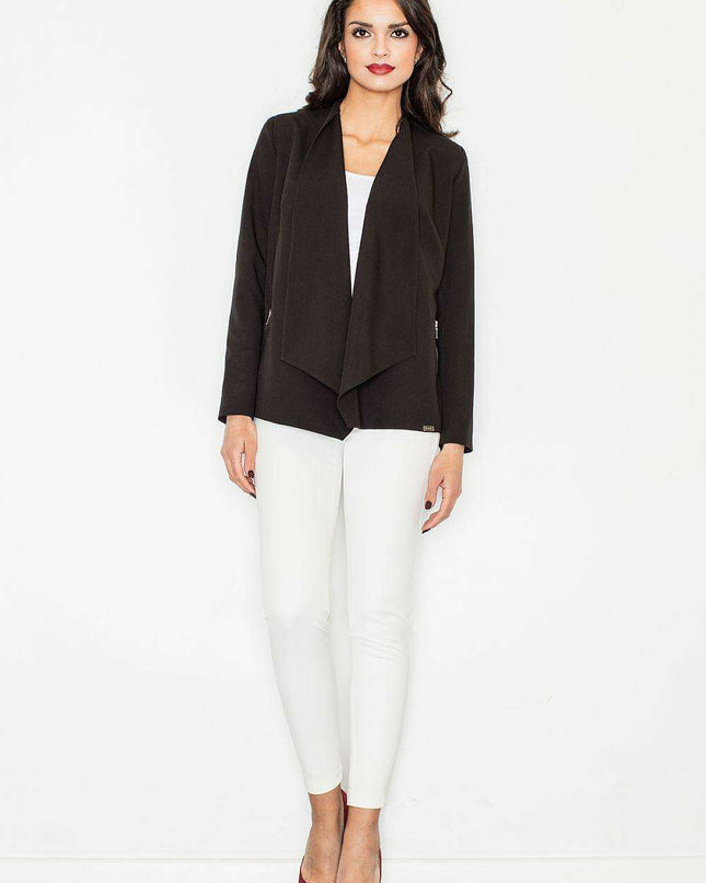 Stylish Zip-Up Jacket with Trendy Zip Pockets and Sizing Information