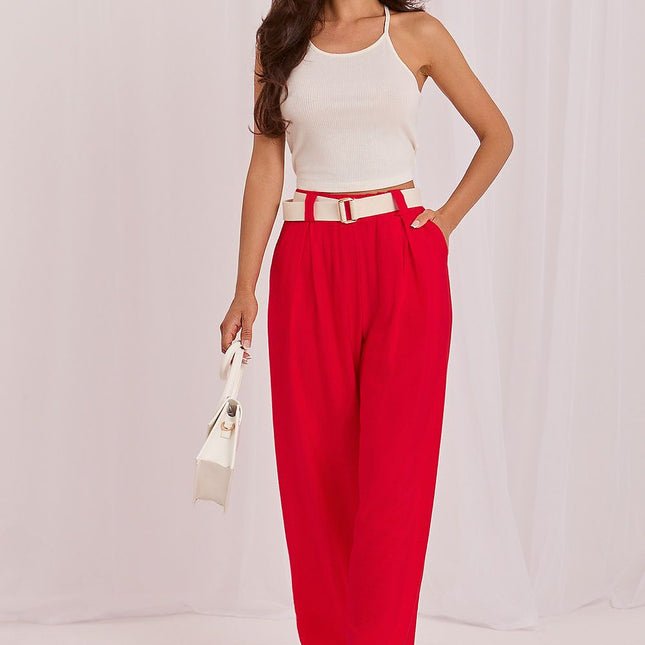 Rue Paris Women's Professional Trousers with Stretch Fabric and Pocket