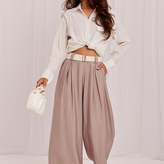 Rue Paris Women's Professional Trousers with Stretch Fabric and Pocket