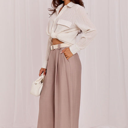 Rue Paris Women's Professional Trousers with Stretch Fabric and Pocket