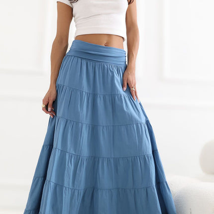 Italy Moda Elegant Long Skirt with High Waist and Flowing Design