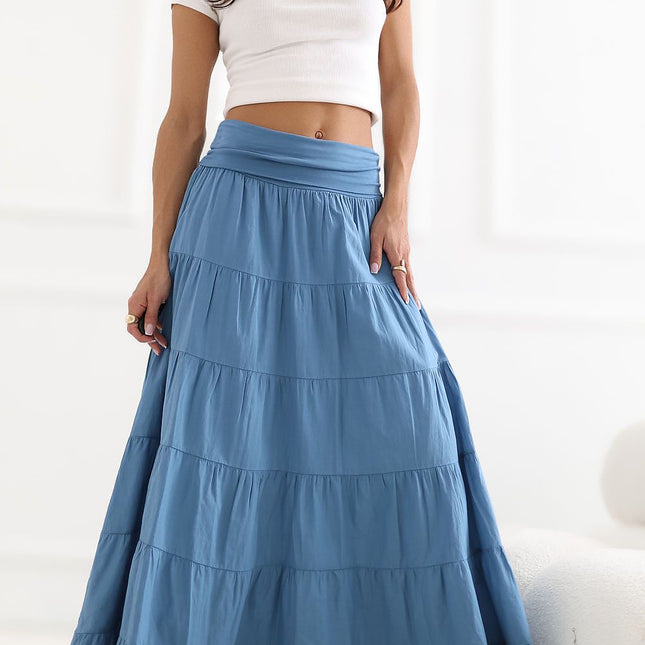 Italy Moda Elegant Long Skirt with High Waist and Flowing Design