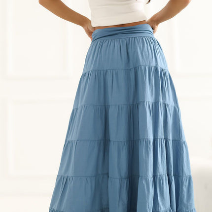 Italy Moda Elegant Long Skirt with High Waist and Flowing Design
