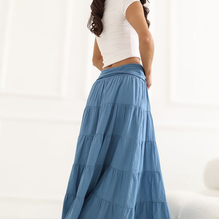 Italy Moda Elegant Long Skirt with High Waist and Flowing Design