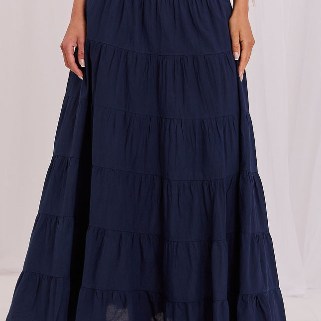 Italy Moda Elegant Long Skirt with Pleated Design and Comfortable Fit