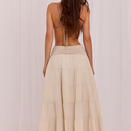Italy Moda Elegant Long Skirt with High Waist and Flowing Design