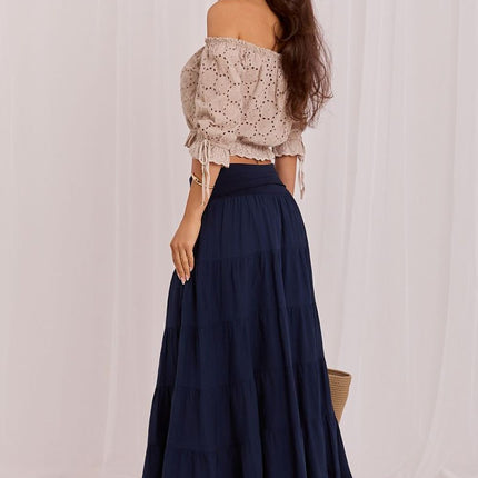 Italy Moda Elegant Long Skirt with Pleated Design and Comfortable Fit
