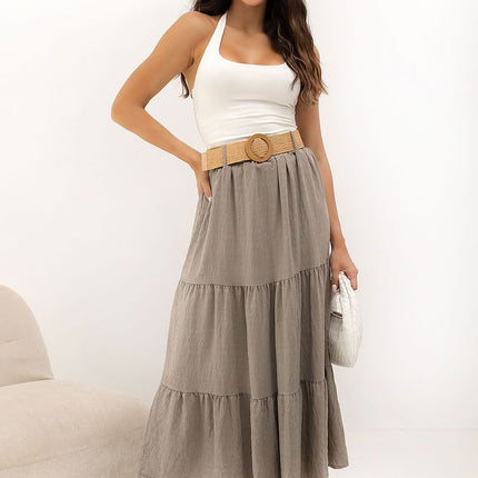 Italy Moda Elegant Long Skirt with High Waist and Flowing Design