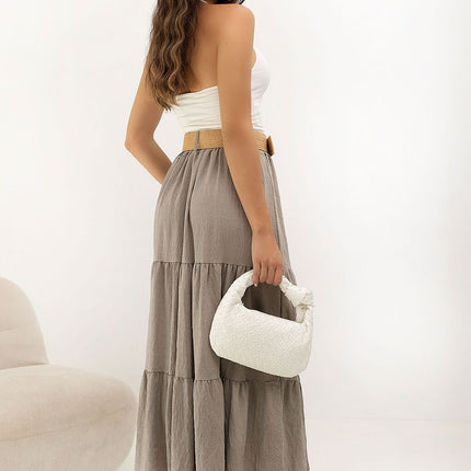 Italy Moda Elegant Long Skirt with High Waist and Flowing Design