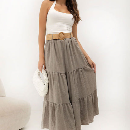Italy Moda Elegant Long Skirt with High Waist and Flowing Design