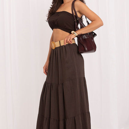 Italy Moda Elegant Long Skirt with Pockets and Comfortable Fit